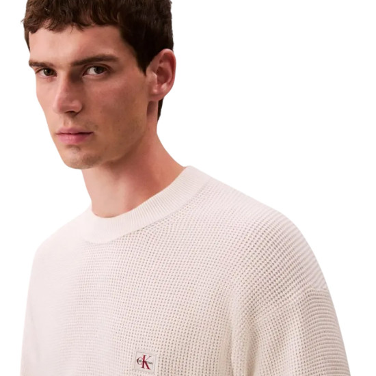 Calvin Klein Ανδρική πλεκτή μπλούζα Waffle Cotton Monogram Jumper